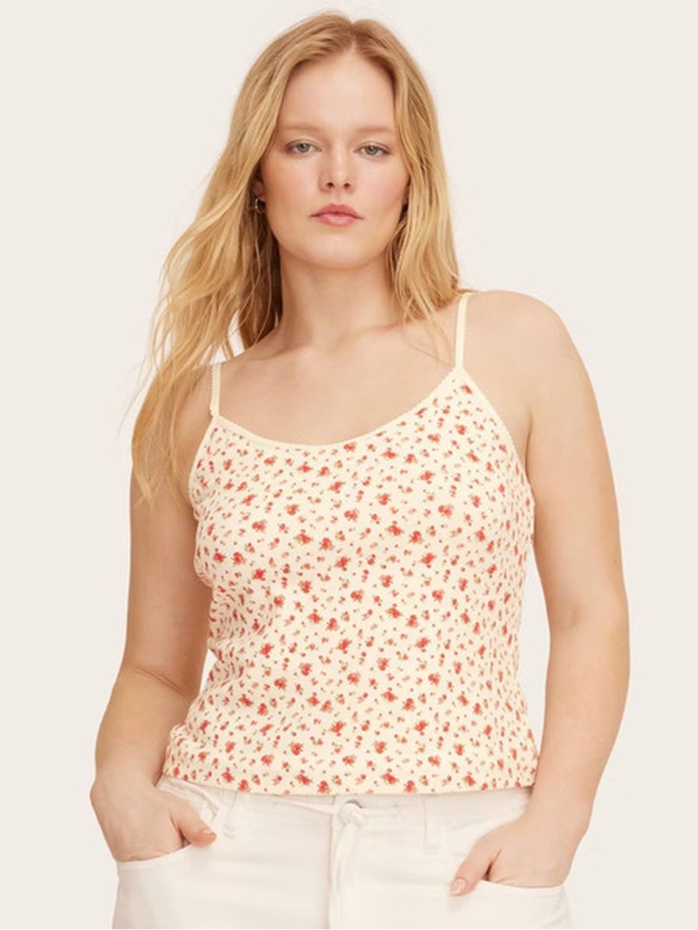 Women's Pointelle Tank Top - Parke x Target Cream Floral M